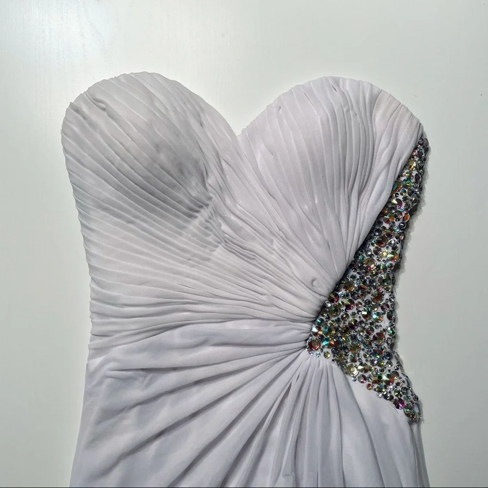 LA FEMME STRAPLESS GOWN W/ SIDE LEG SLIT - Picture 3 of 8